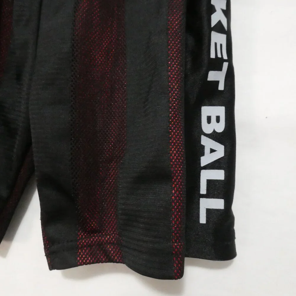 CHAMPIONSHIP GOLD | size 7 | Black and Burgundy Striped Basketball Shorts - Picture 8 of 14